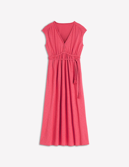 Heidi Ruched Rope Jersey Dress-Winter Blush