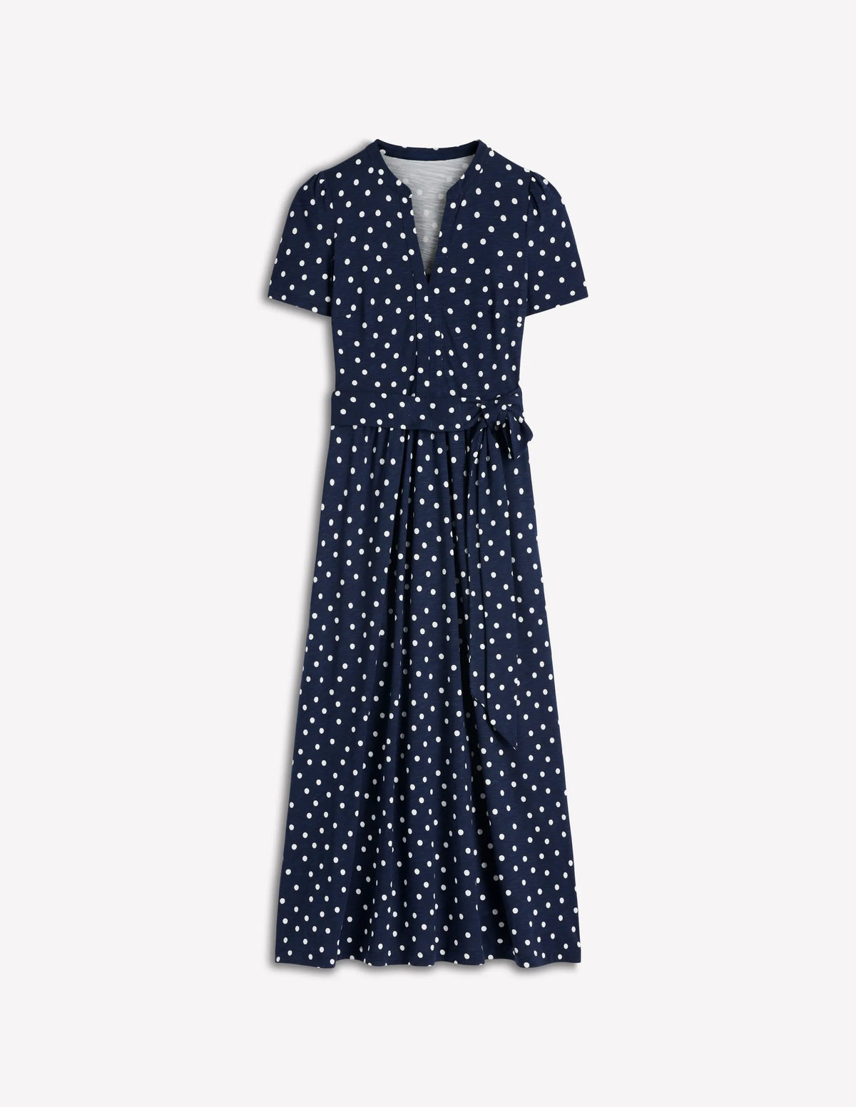 Naomi Jersey Midi Dress-Navy and Ivory, Painted Dot