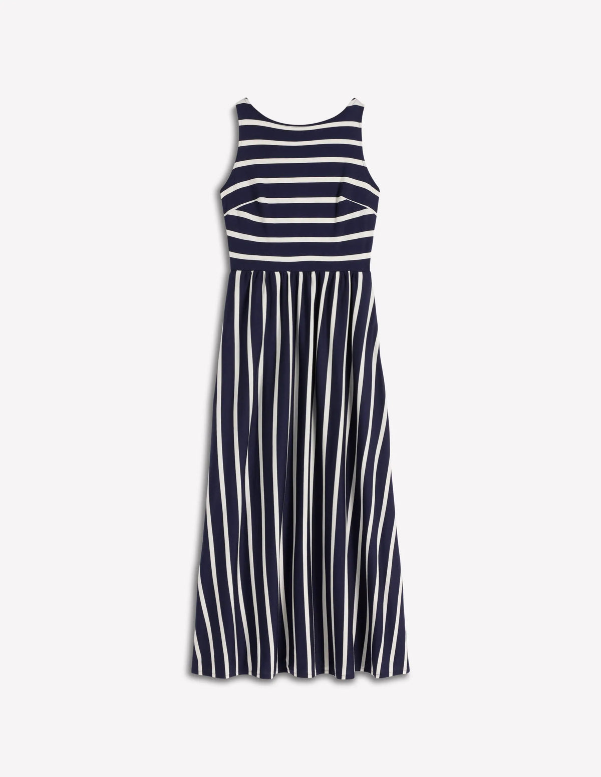 Saoirse Smock Back Dress-Navy, Ivory Stripe