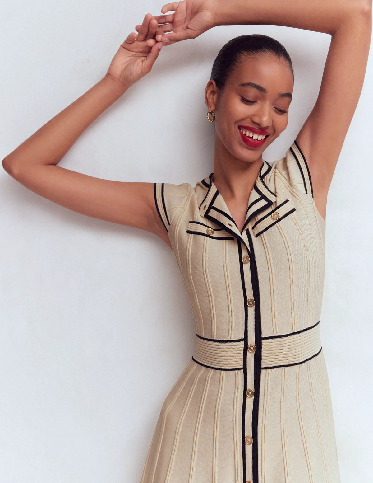 Cap Sleeve Knitted Dress-Warm Ivory