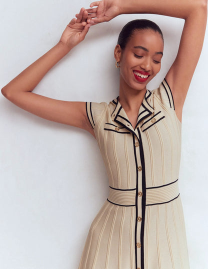 Cap Sleeve Knitted Dress-Warm Ivory