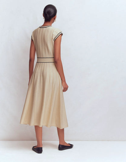 Cap Sleeve Knitted Dress-Warm Ivory