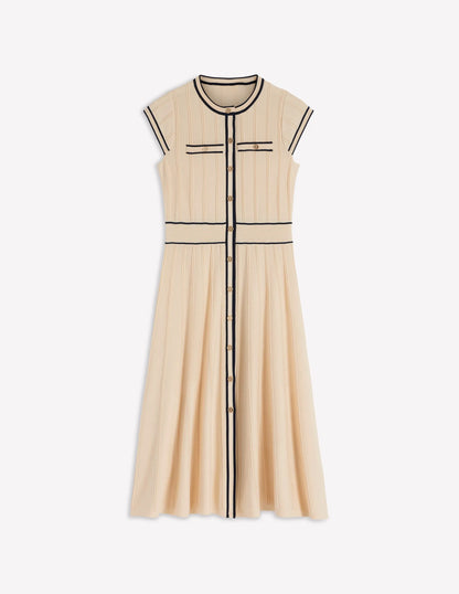 Cap Sleeve Knitted Dress-Warm Ivory