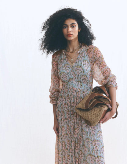 Romantic Ruffle Neck Dress-Multi Paradise Gardens