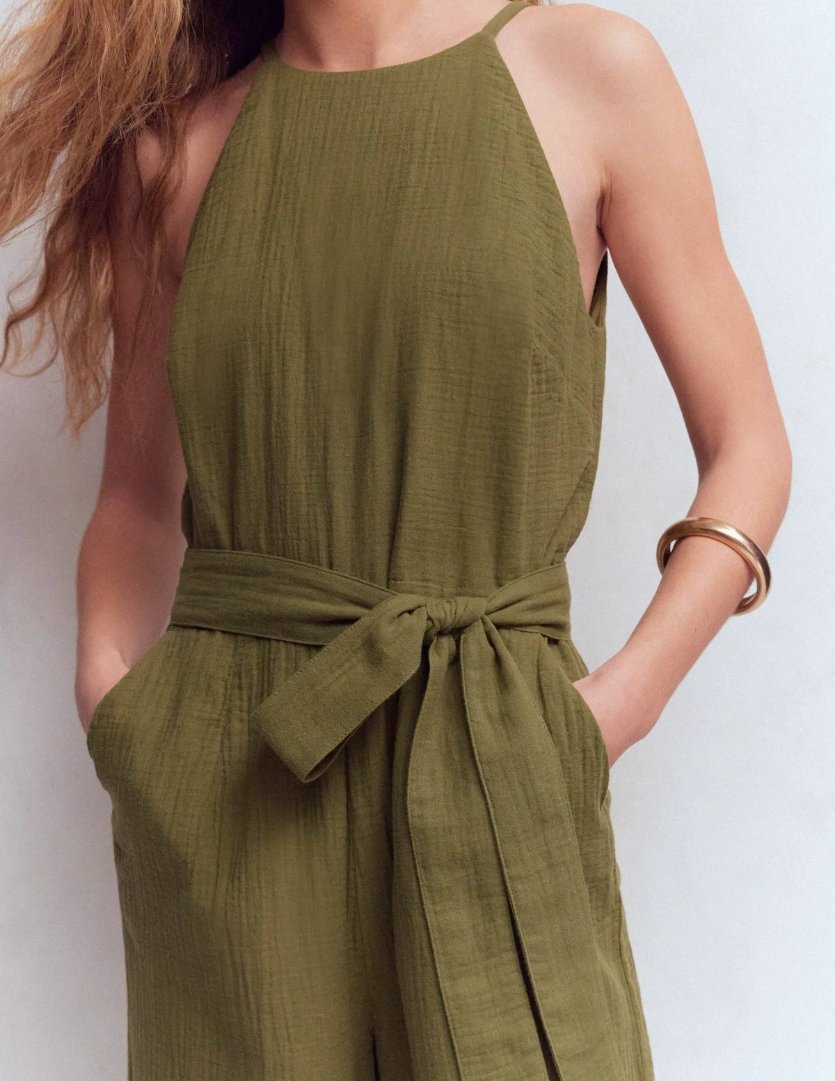 Rosa Double Cloth Jumpsuit-Olive