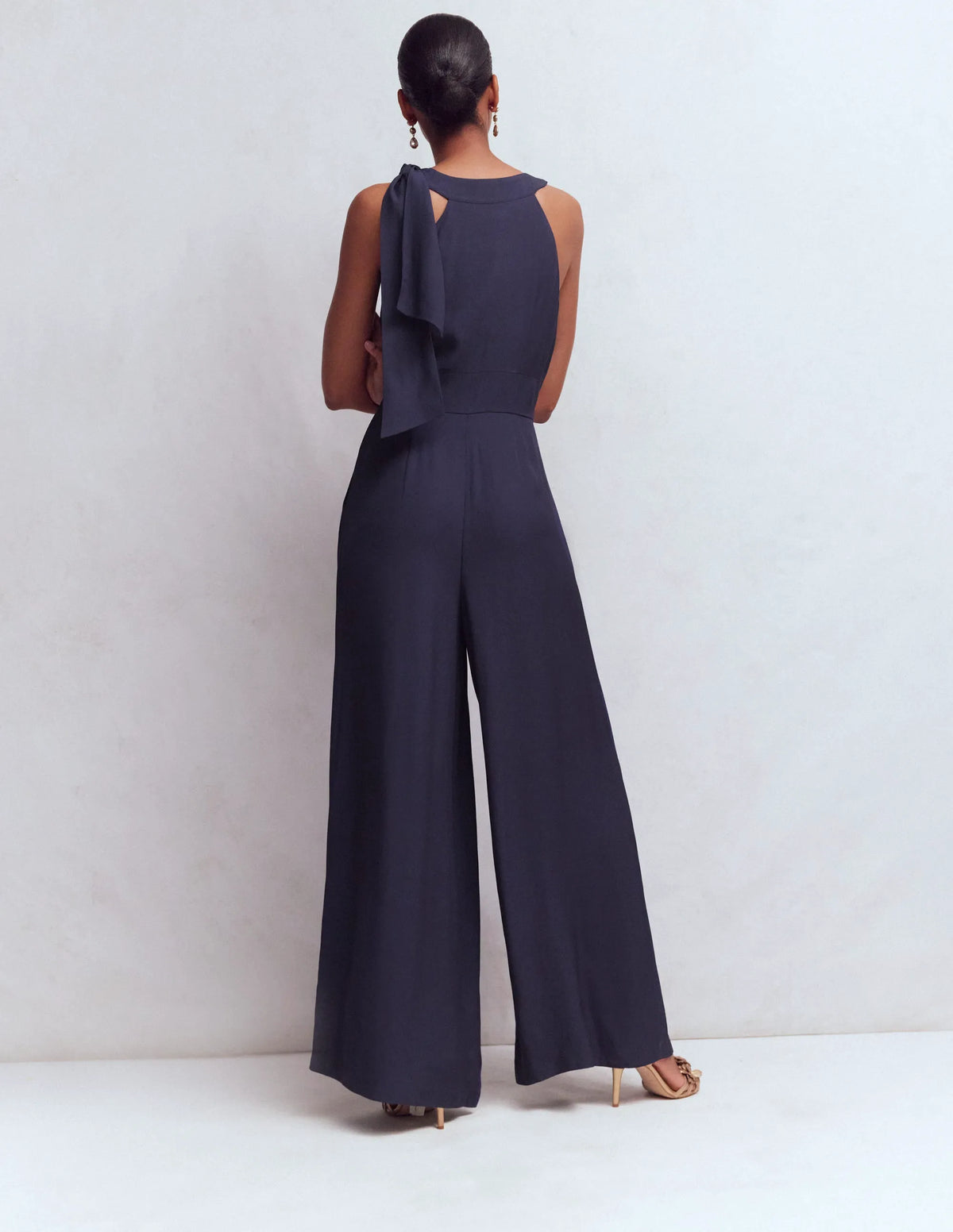 Tie Halter Neck Jumpsuit-Navy