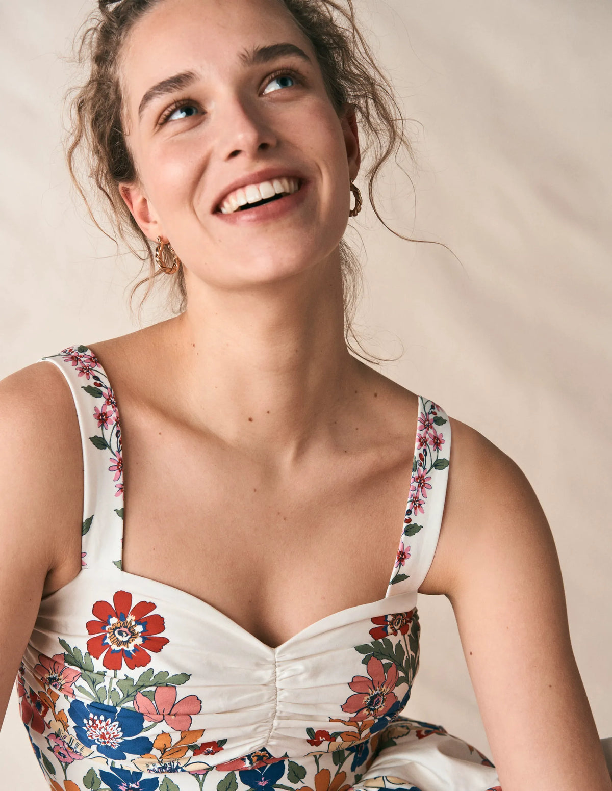 Fit and Flare Midi Dress-Multi Meadow Flowers Lattice