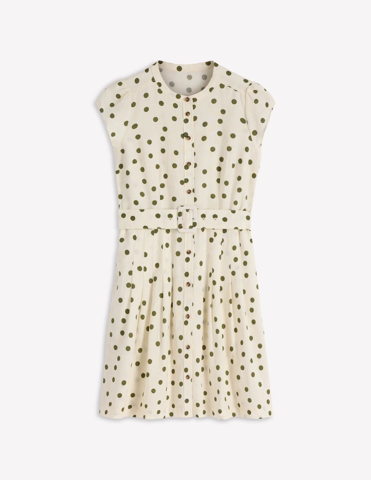 Arabella Short Linen Dress-Ivory Painted Dot Spaced