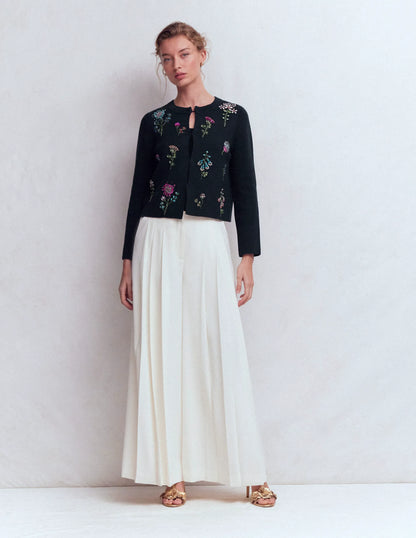 Embellished Knit Cardigan-Navy