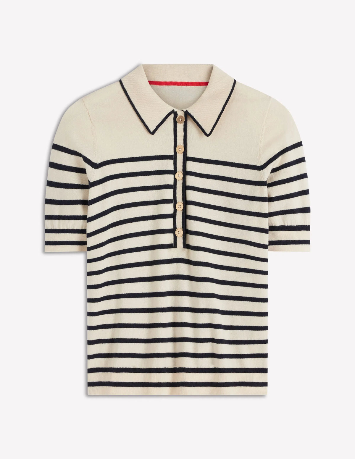 Liz Henley T-Shirt-Ivory. Navy
