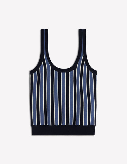 Liz Knitted Tank-True Navy Stripe