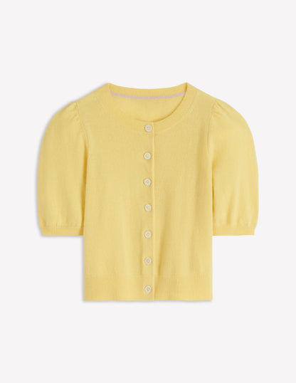 Cropped Cashmere Cardigan-Sandstone Yellow