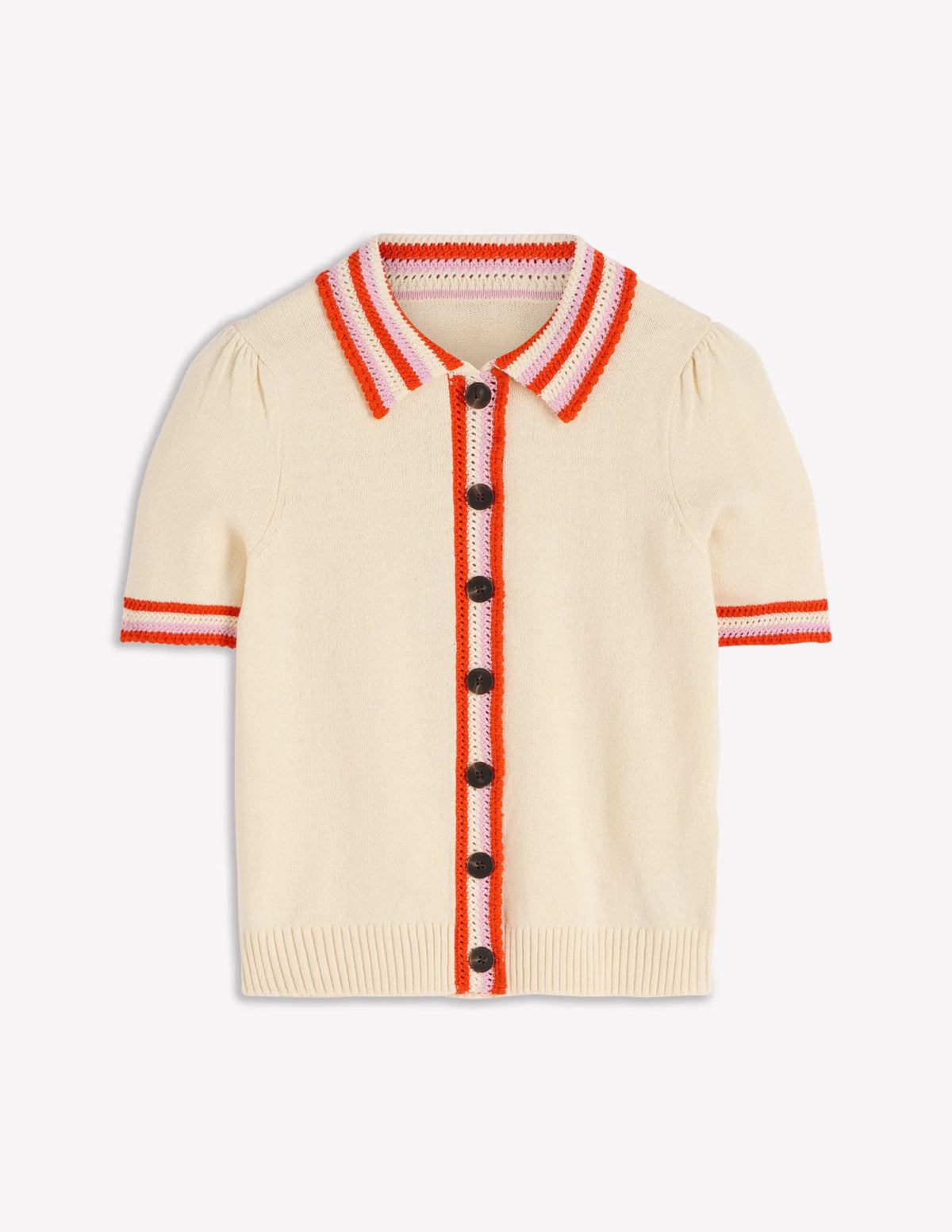Saffron Crochet Trim Cardigan-Ivory