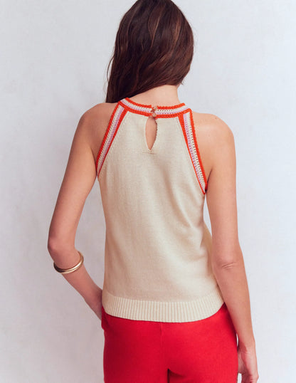 Saffron Crochet Racer Tank-Ivory