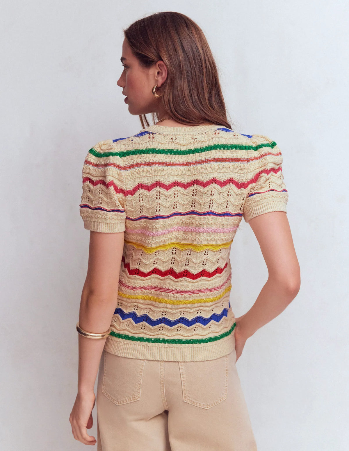 Monica Knitted T-Shirt-Multi Stripe