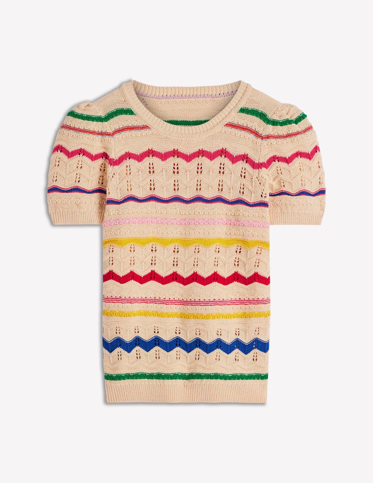 Monica Knitted T-Shirt-Multi Stripe