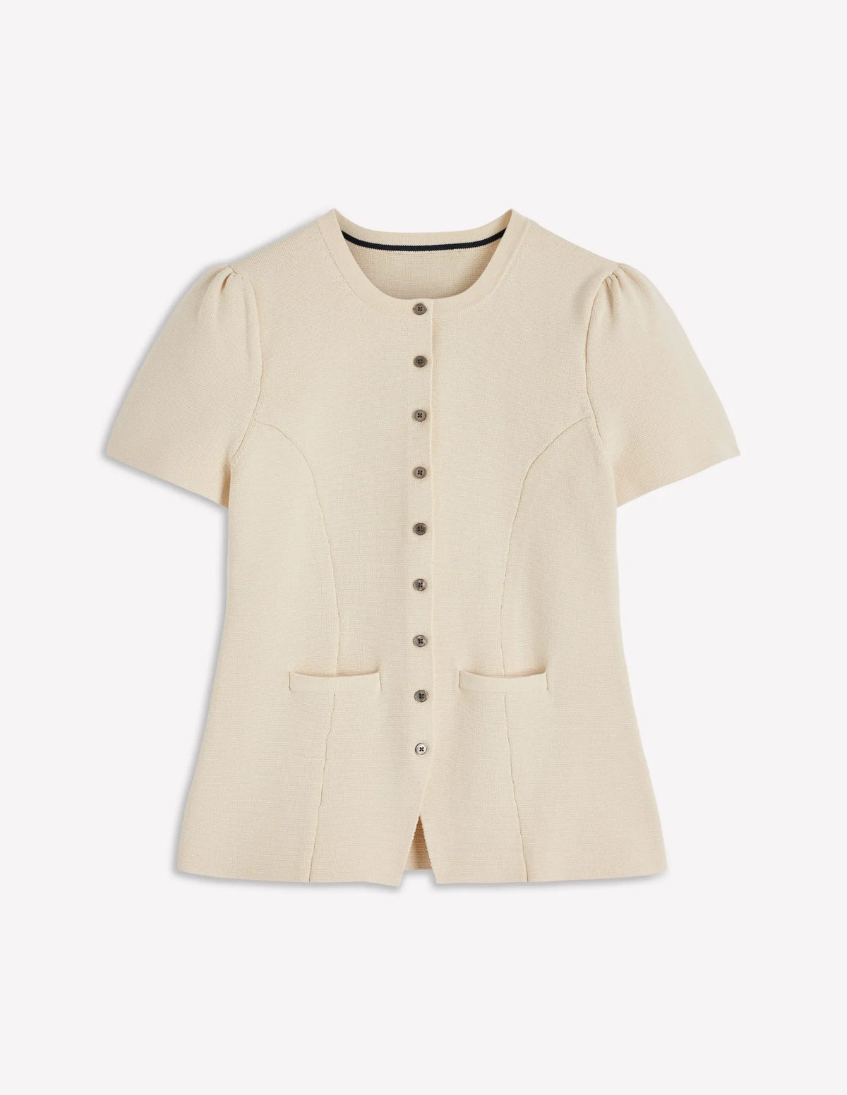 Short Sleeve Knitted Jacket-Ivory