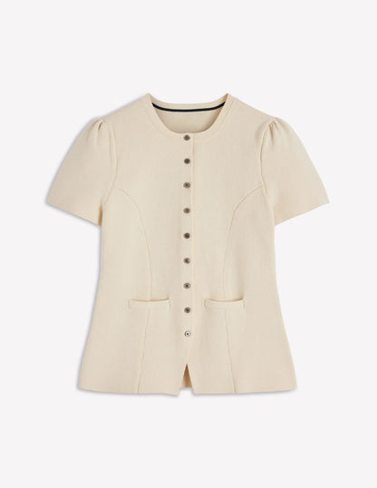 Short Sleeve Knitted Jacket-Ivory