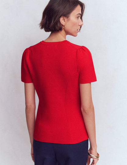 Short Sleeve Knitted Jacket-Red