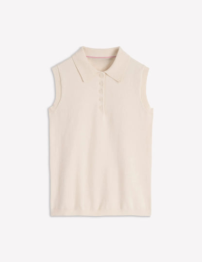 Chloe Henley Knitted Tank-Warm Ivory