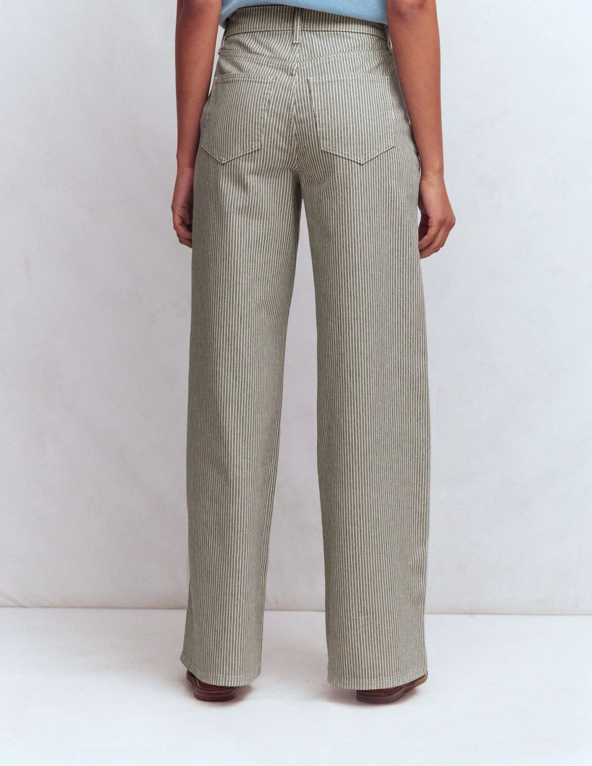 High Rise Wide Leg Jeans-Blue Stripe