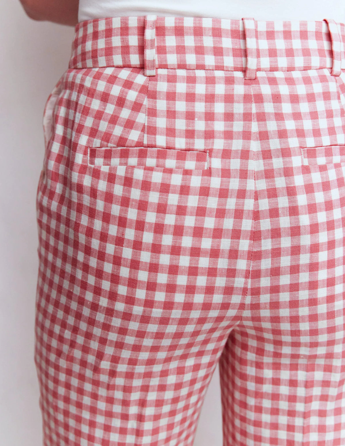 Canonbury 7/8 Linen Pants-Vintage Rose Gingham
