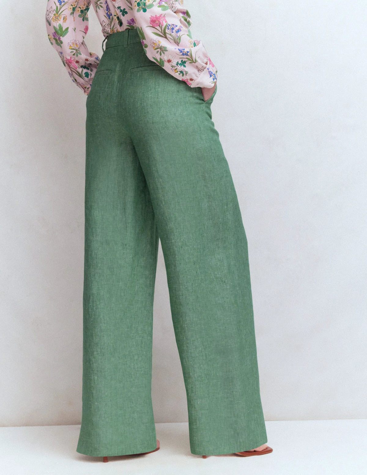 Belgravia Linen Pants-Aloe Green Chambray