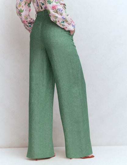 Belgravia Linen Pants-Aloe Green Chambray