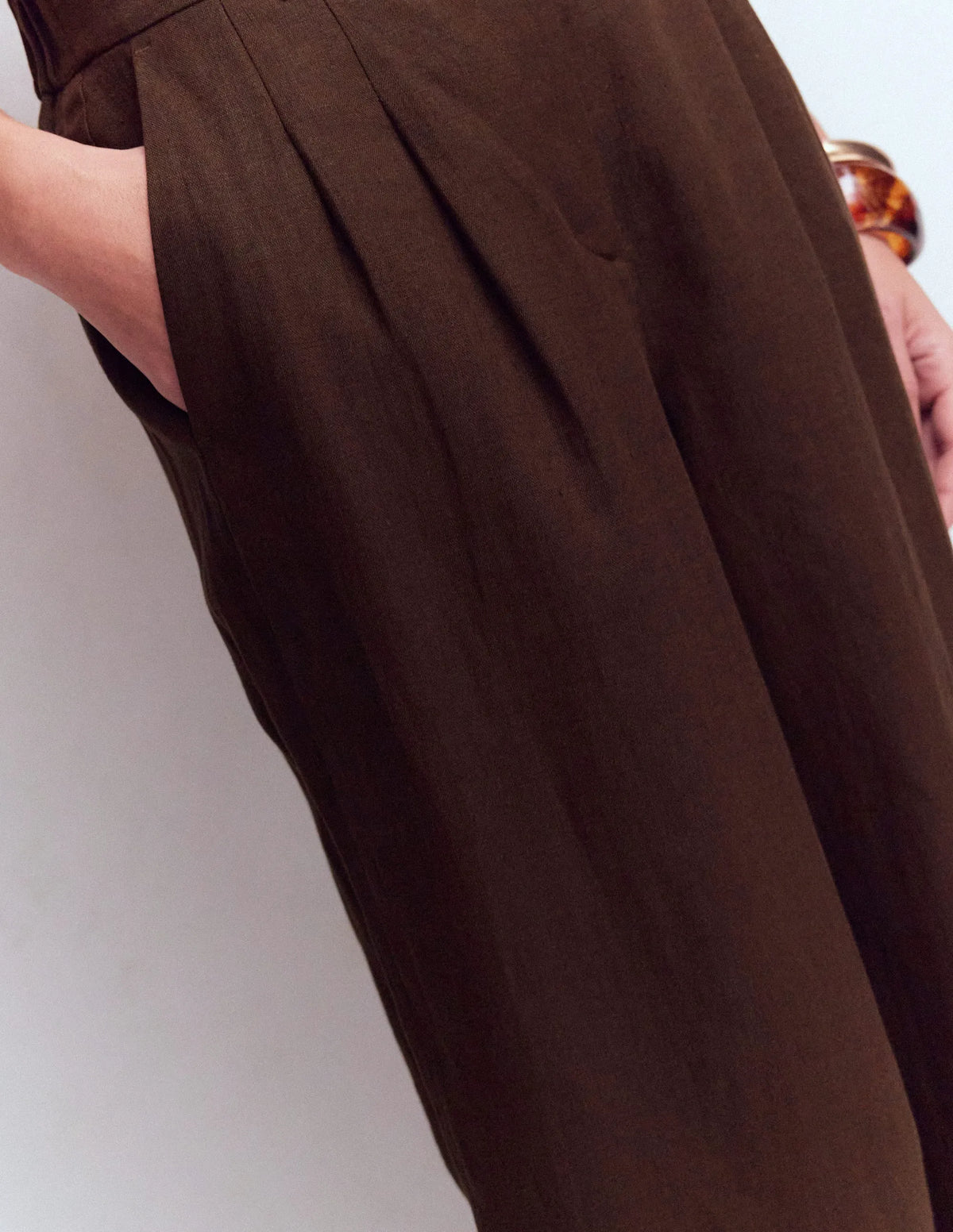 Kensington Linen Pants-Bitter Chocolate
