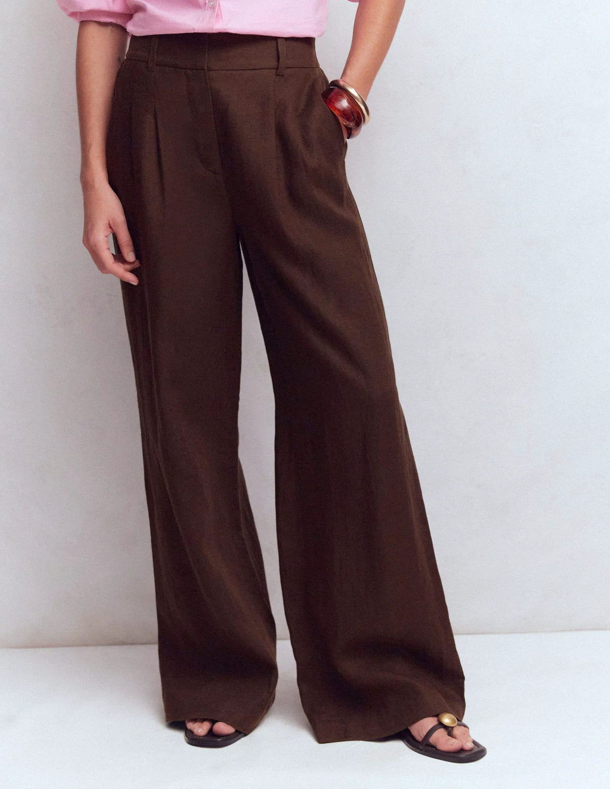 Kensington Linen Pants-Bitter Chocolate