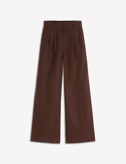 Kensington Linen Pants-Bitter Chocolate