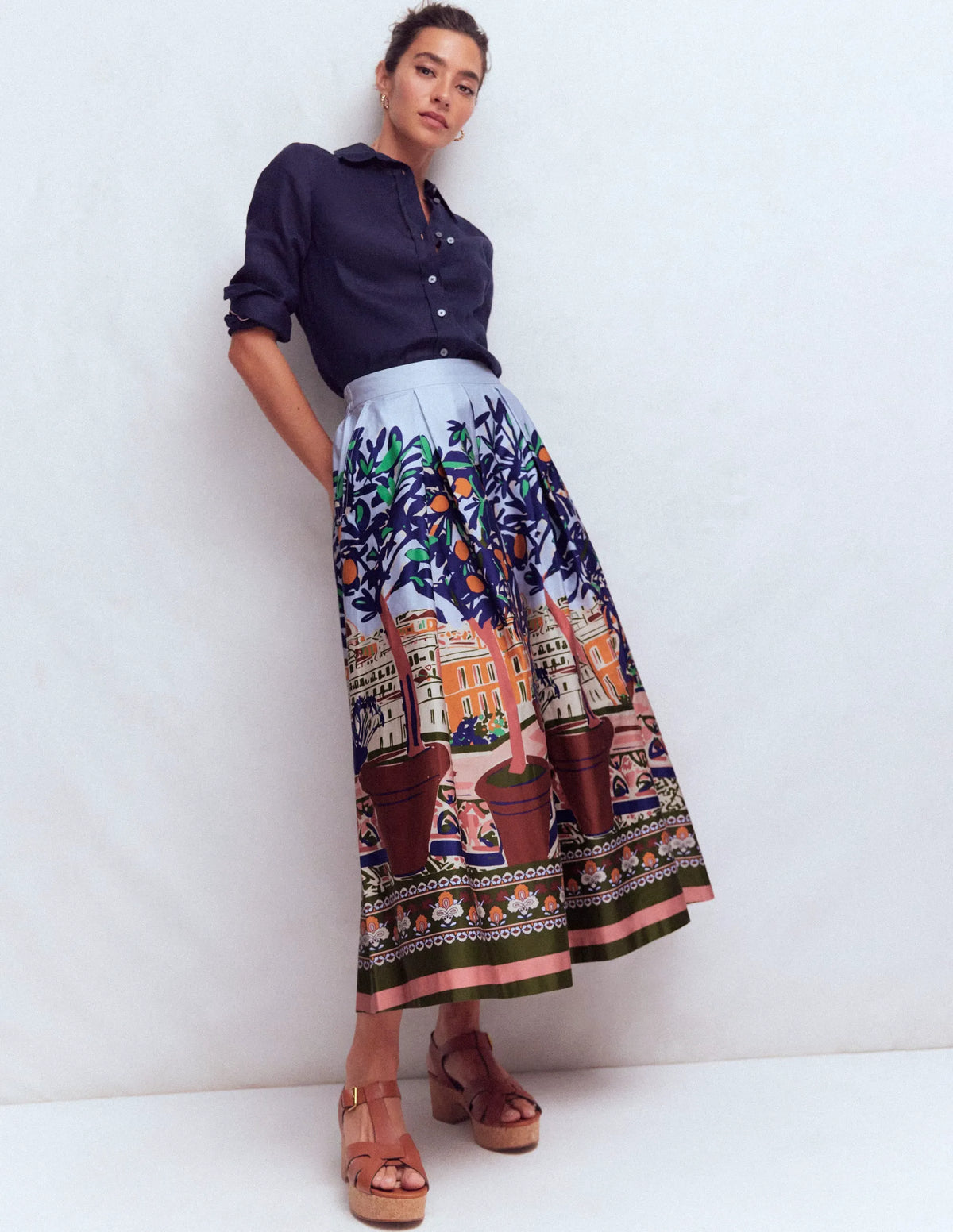 Verity Sateen Skirt-Multi, Balcony Scene