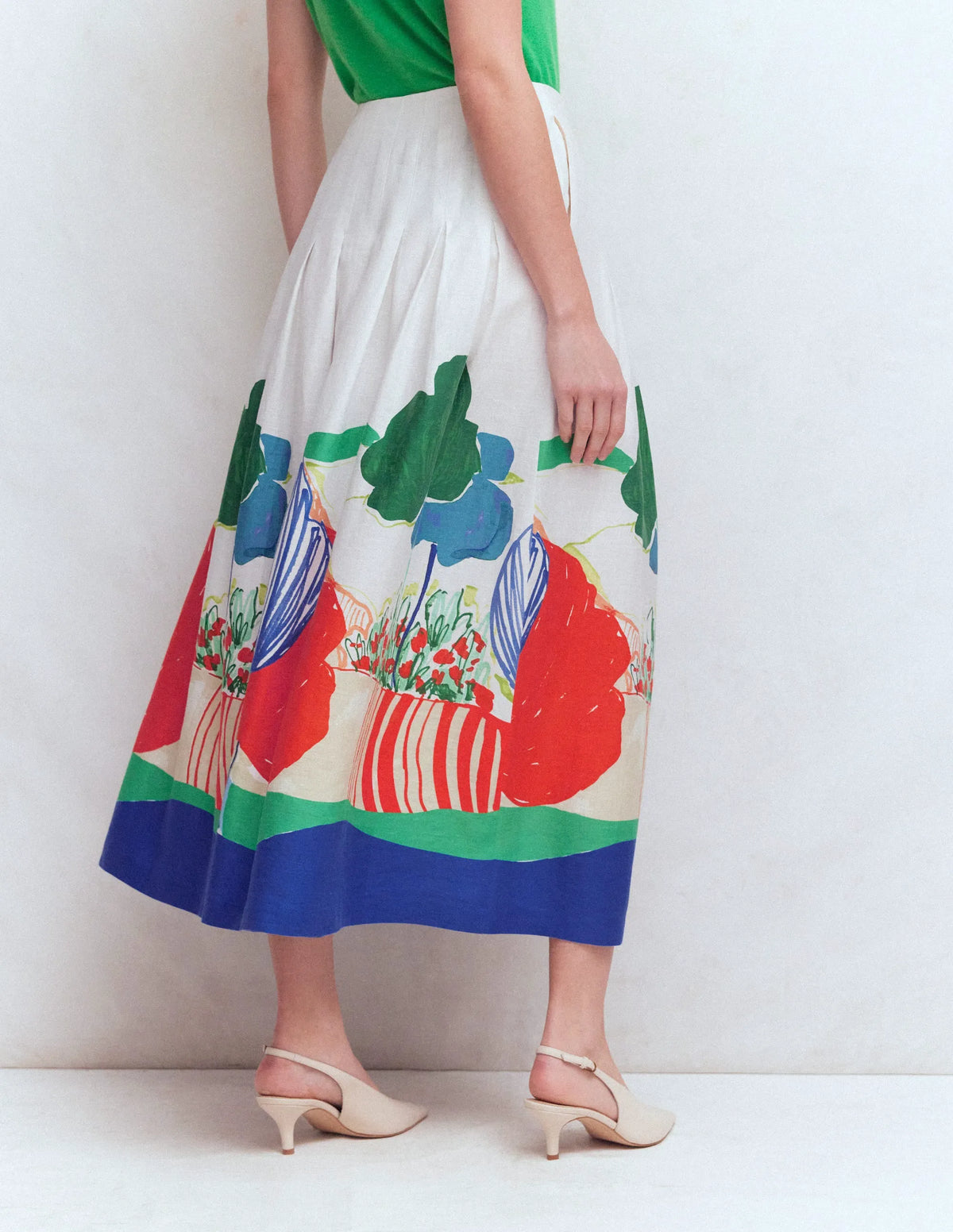 Valentina Linen Skirt-Multi, Abstract Valley