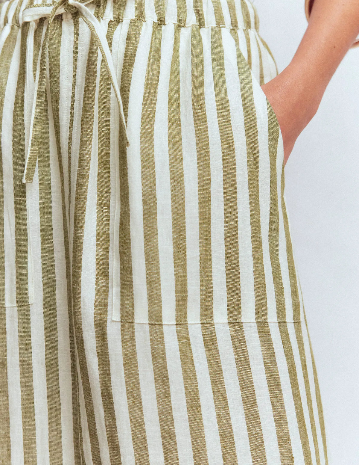 Layla Linen Skirt-Green Stripe