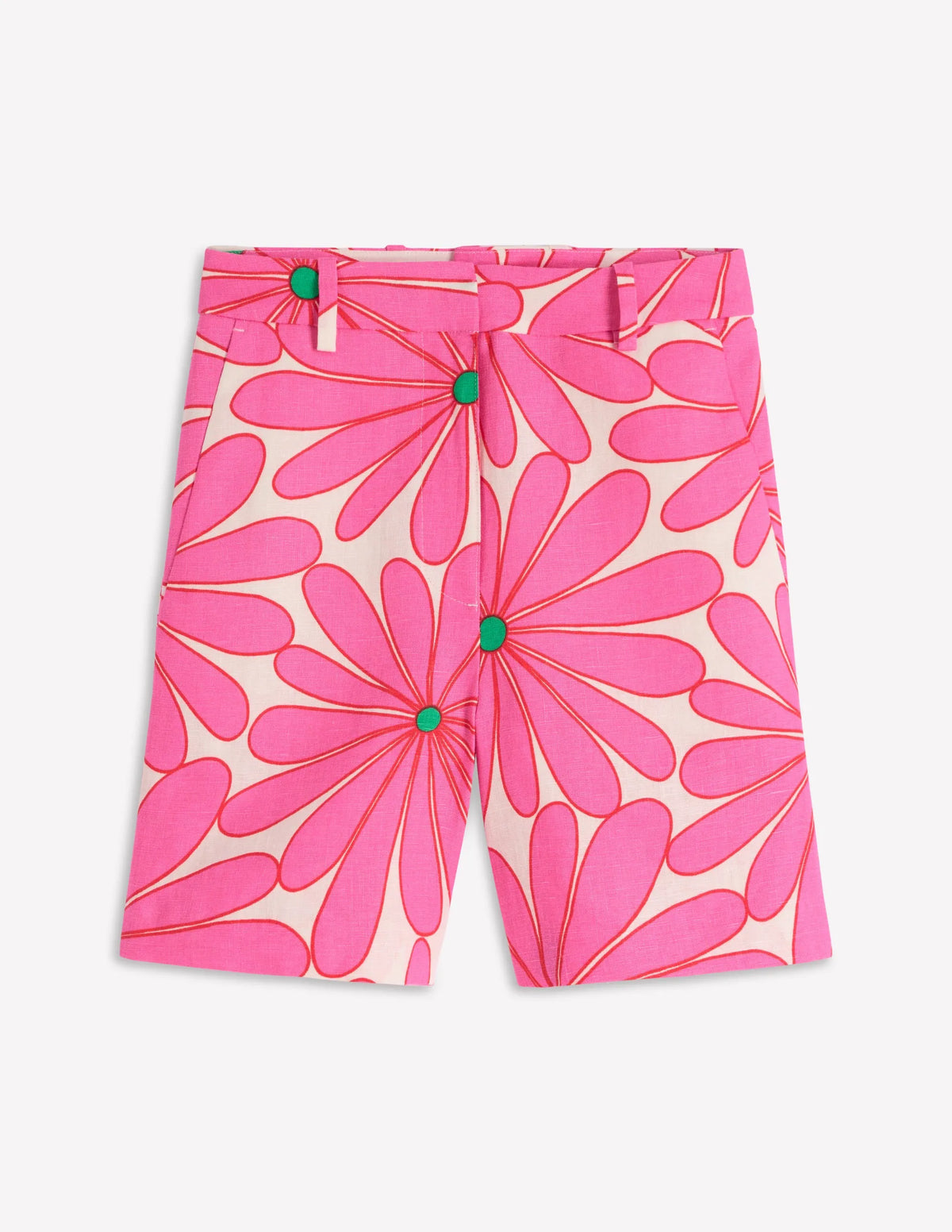 Belgravia Linen Shorts-Pink, Daisy Blossom