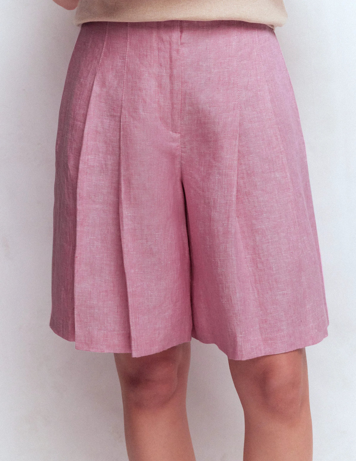 Highbury Linen Shorts-Meadowsweet Pink Chambray