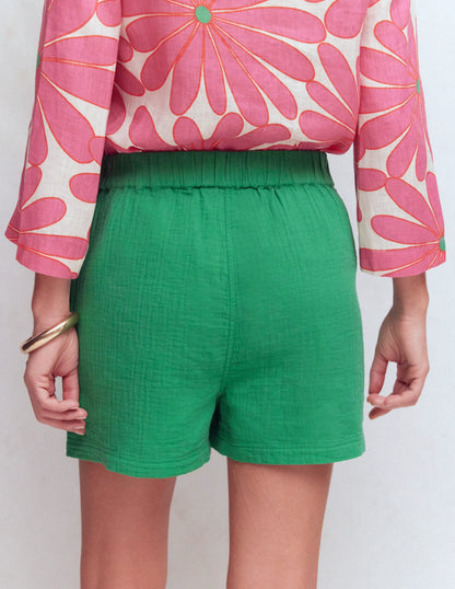Pull On Double Cloth Shorts-Shamrock Green