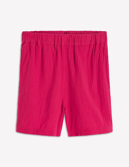Pull On Double Cloth Shorts-Pomegranate