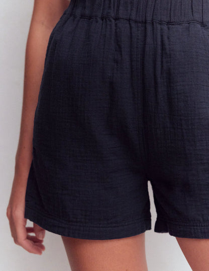 Pull On Double Cloth Shorts-Navy
