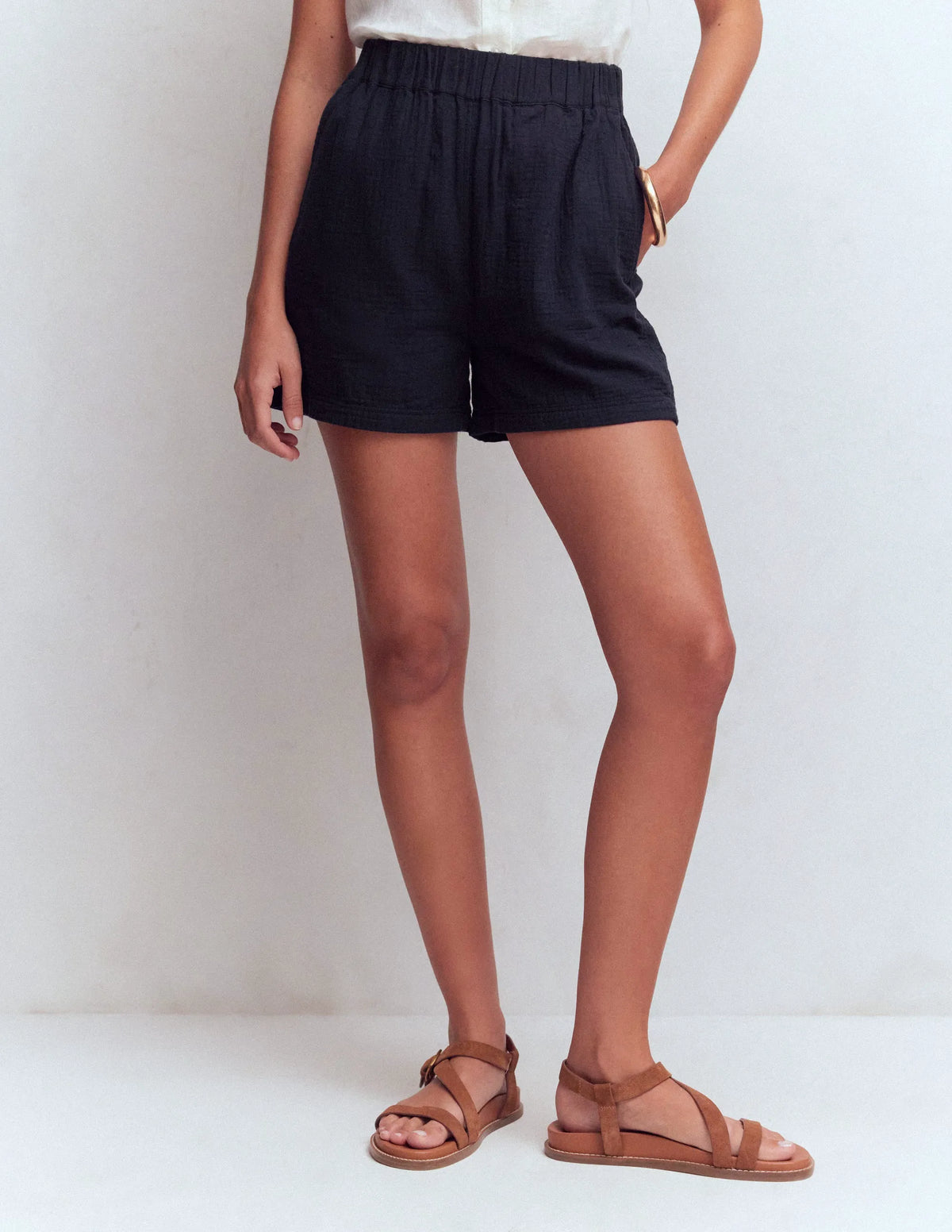 Pull On Double Cloth Shorts-Navy