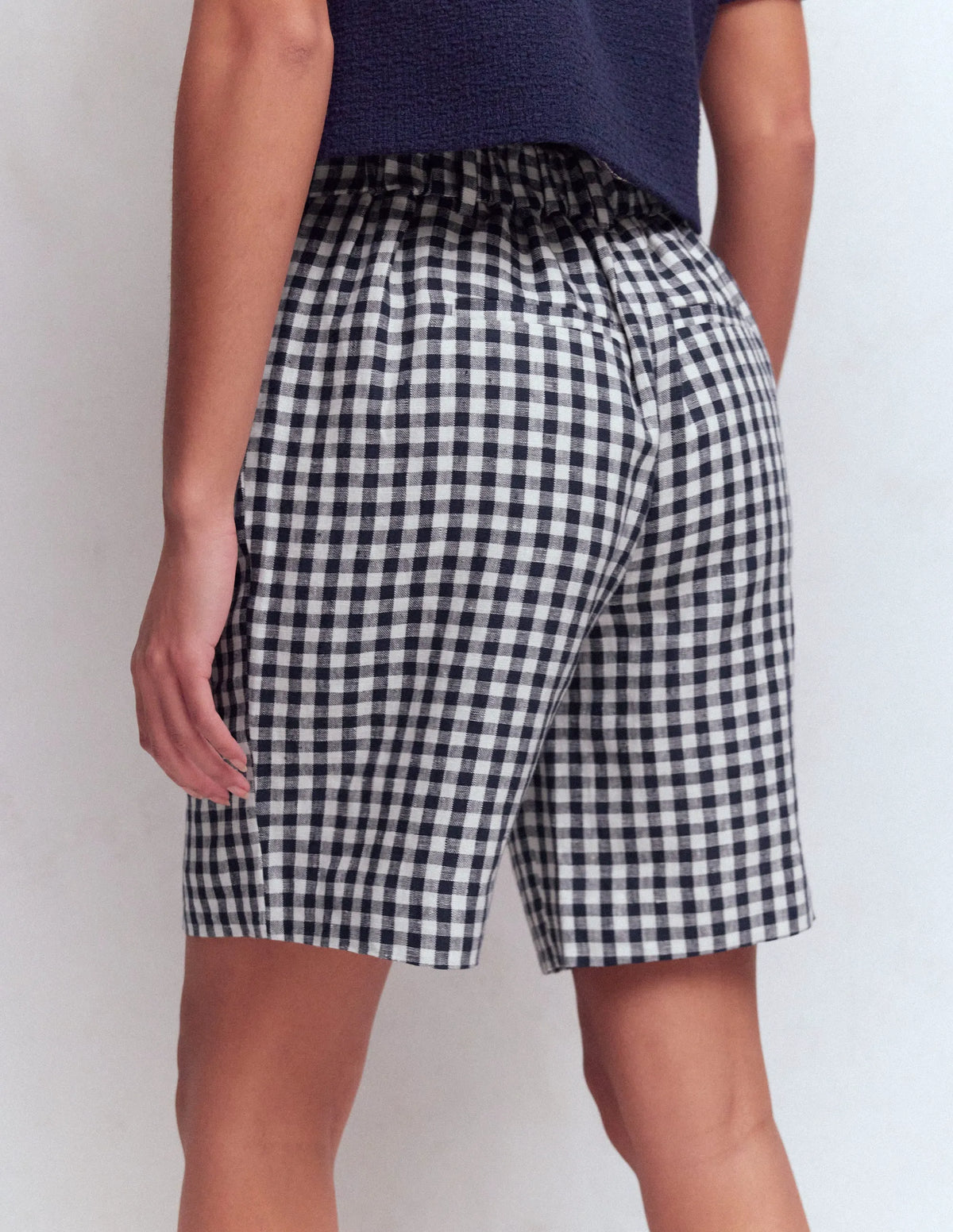 Kensington Linen Shorts-Navy Gingham