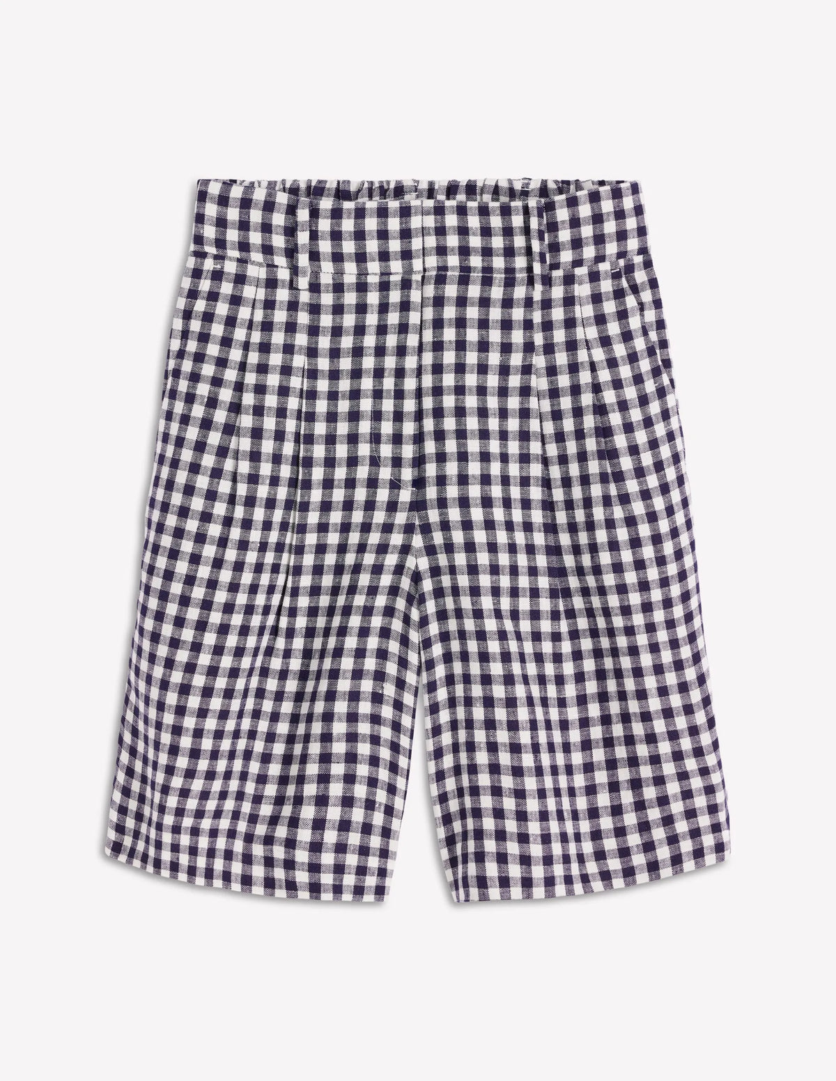 Kensington Linen Shorts-Navy Gingham