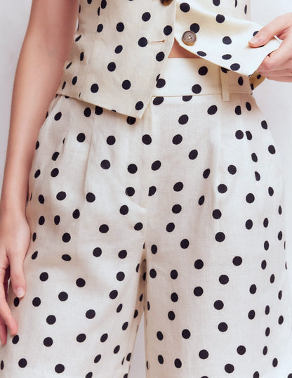Kensington Linen Shorts-Ivory, Painted Dot