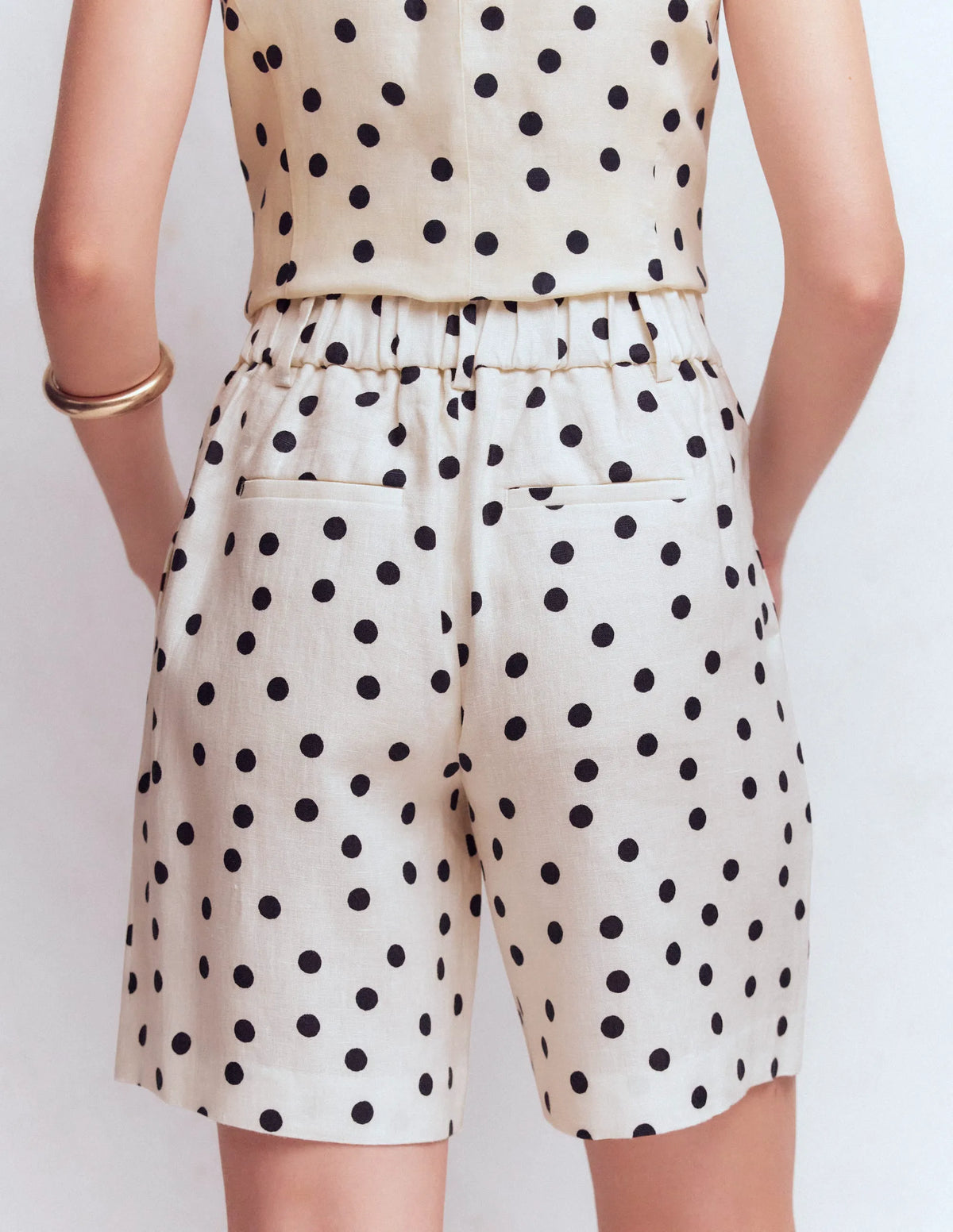 Kensington Linen Shorts-Ivory, Painted Dot