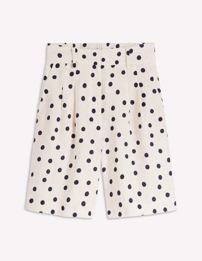 Kensington Linen Shorts-Ivory, Painted Dot