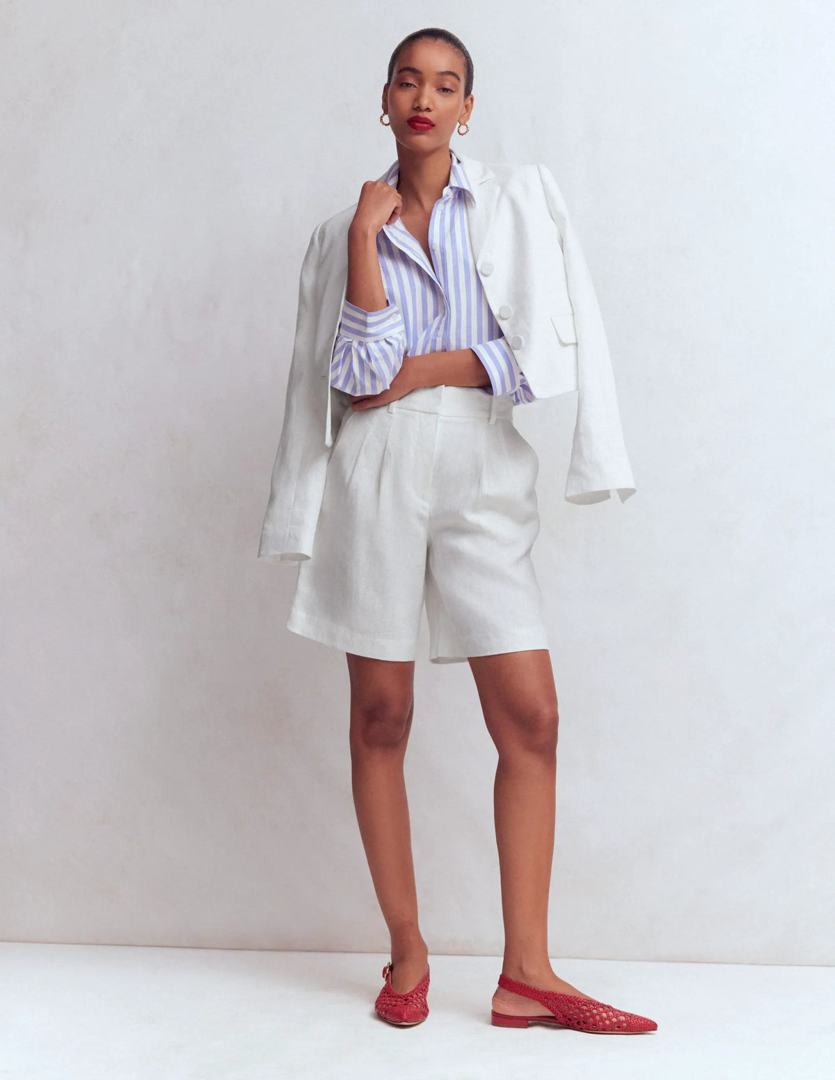 Kensington Linen Shorts-White