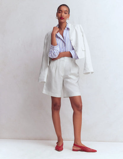 Kensington Linen Shorts-White
