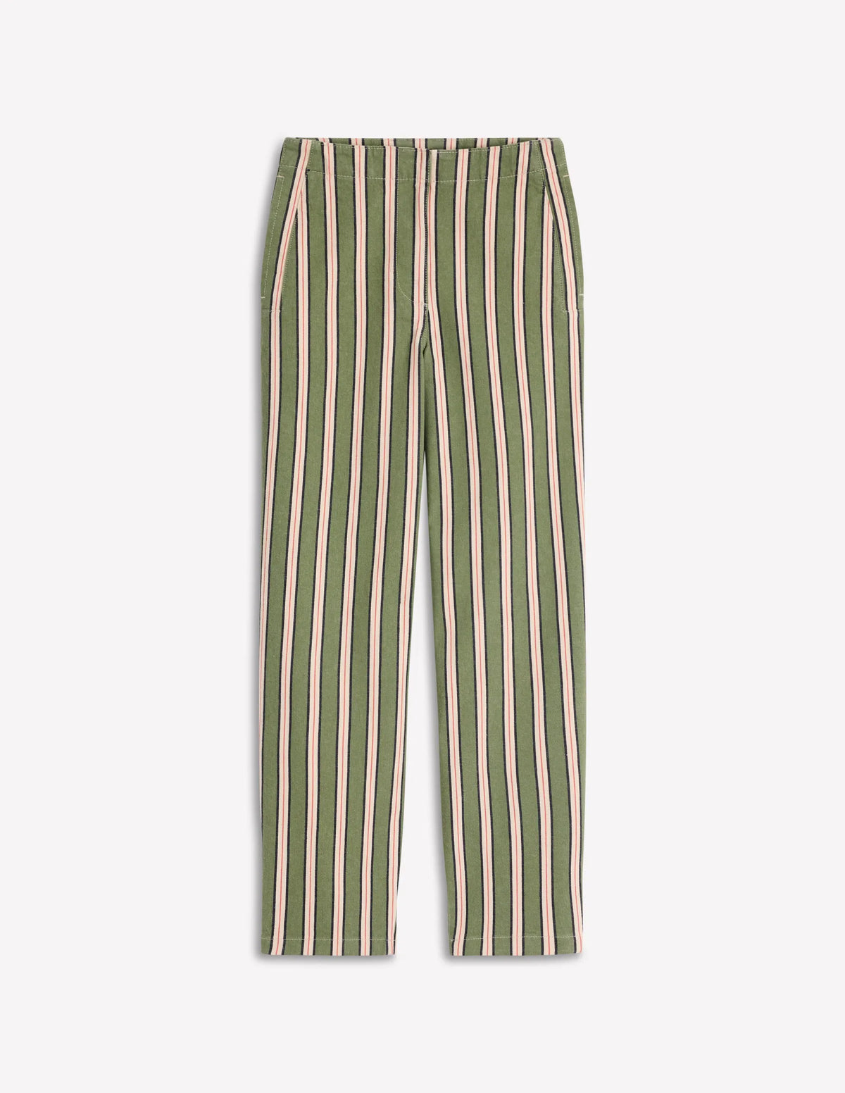 Barrel Leg Chino Pants-Green, Navy, Pink Stripe