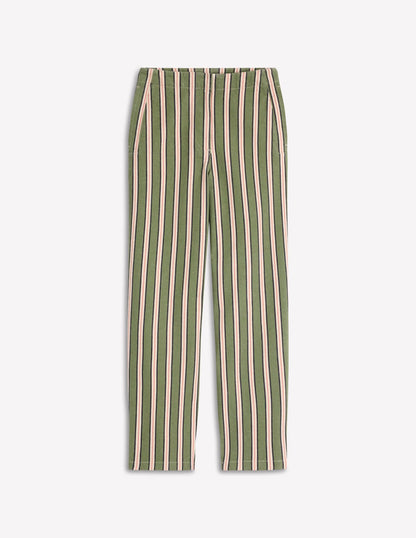Barrel Leg Chino Pants-Green, Navy, Pink Stripe