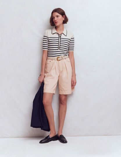Denim Bermuda Short-Ecru